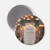Rustikale Brick Wall String Lights Grüne Hochzeit Magnet (Vorderseite/Rückseite)