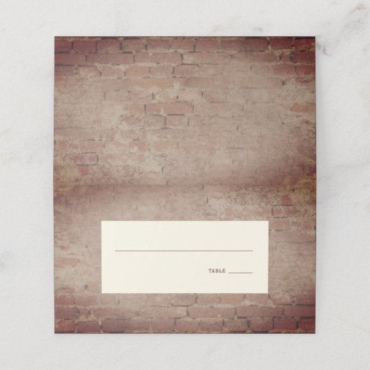 Rustikale Brick Wedding Platzkarte (Außenseite Aufgefaltet)