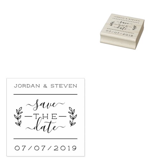 Rustikale Briefe und Skripte Save the Date Hochzei Gummistempel (Stempel)