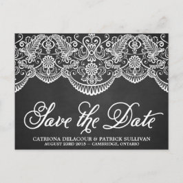 Rustikale Brokade Spitze Save the Date Postkarte