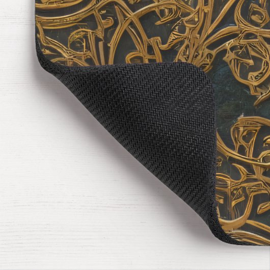 Rustikale Bronze Verziert Damask Mousepad (Ecke)
