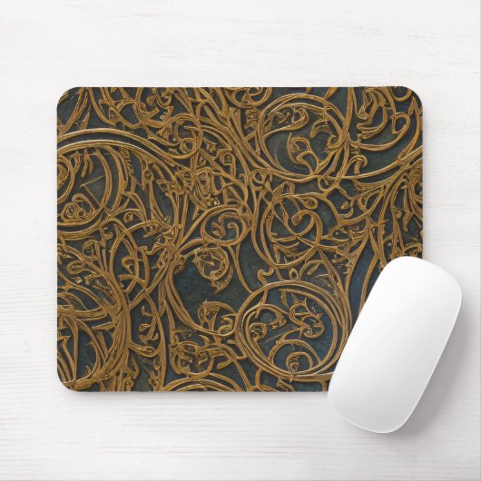 Rustikale Bronze Verziert Damask Mousepad (Mit Mouse)