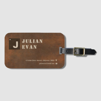 Rustikale Brown Copper Monogramm Fett Typografie Gepäckanhänger