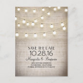 Rustikale Bruch- und Stringlampen Save the Date Ankündigungspostkarte (Vorderseite)