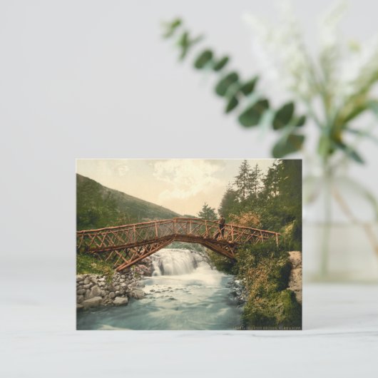 Rustikale Brücke in Glenariff. Co. Antrim, Irland Postkarte (Stehend Vorderseite)