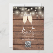 Rustikale Brunch- und Sekt-QR-Code-Hochzeitsdusche Einladung (Rückseite)