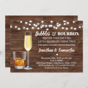 Rustikale Bubbles & Bourbon vor der Hochzeitsfeier Einladung