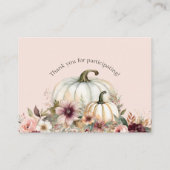 Rustikale Buchanfrage Weißer Kürbis Rosa Herbst Visitenkarte (Rückseite)