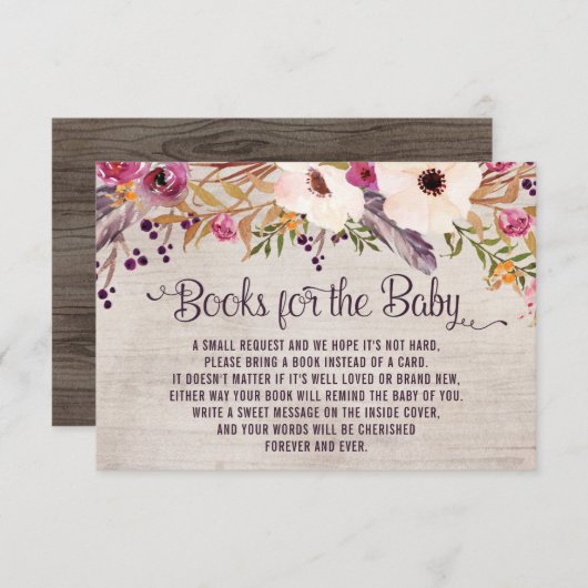 Rustikale Bücher für Stammbäume mit Baby-Beilage Begleitkarte (Vorne/Hinten)