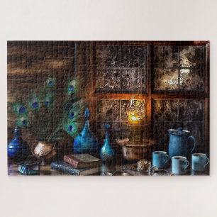 Rustikale Bücher & Kaffee Puzzle