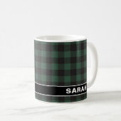 Rustikale Buffalo-Grün-Schwarz-Karo-Name Kaffeetasse (VorderseiteRechts)