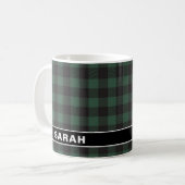 Rustikale Buffalo-Grün-Schwarz-Karo-Name Kaffeetasse (Vorderseite Links)