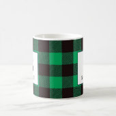 Rustikale Buffalo Grün-Schwarze Karo-Monogramm-Nam Kaffeetasse (Mittel)