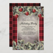 Rustikale Buffalo Kariert Silver Gray Feier Party Einladung (Vorne/Hinten)