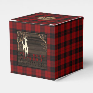 Rustikale Buffalo-Karo-Baby-Party-Geschenke mit An Geschenkschachtel