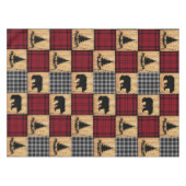 Rustikale Buffalo Karo Bears Bäume Holz Rot Schwar Tischdecke (Vorderseite (Horizontal))