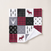 Rustikale Buffalo-Karo-Patchwork-Weihnachten in Ro Badhandtuch Set (Waschlappen)