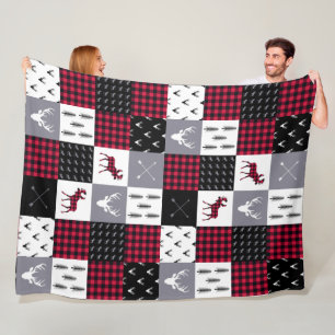 Rustikale Buffalo-Karo-Patchwork-Weihnachten in Ro Fleecedecke