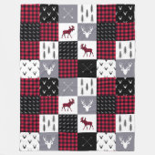 Rustikale Buffalo-Karo-Patchwork-Weihnachten in Ro Fleecedecke (Vorderseite)
