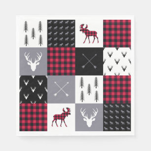 Rustikale Buffalo-Karo-Patchwork-Weihnachten in Ro Serviette