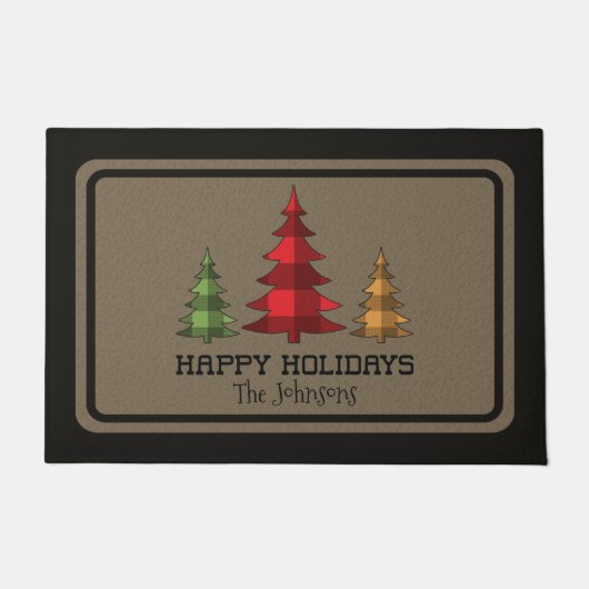Rustikale Buffalo Karo Weihnachtsbaumen individuel Fußmatte (Vorderseite)