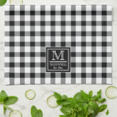 Rustikale Buffalo-Karos | Kariert Monogramm Name J Geschirrtuch (Gefaltet)