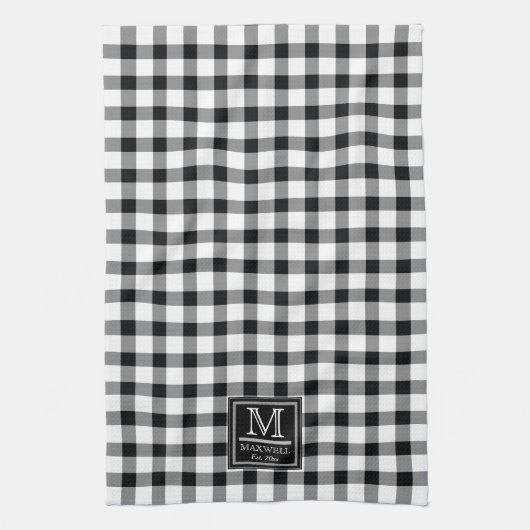 Rustikale Buffalo-Karos | Kariert Monogramm Name J Geschirrtuch (Vertikal)