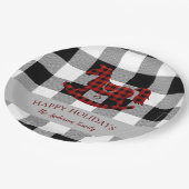 rustikale Büffel karierte Rockpferde glückliche Fe Pappteller (Schrägansicht)