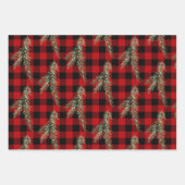 Rustikale Büffel-Karierte Spruce-Zweige Ilex Berri Geschenkpapier Set (Vorderseite 3)