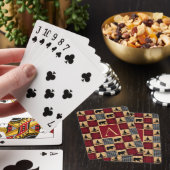 Rustikale Büffel-Karo-Bären Rot-Schwarz-Monogramm Spielkarten (In Situ)