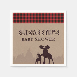 Rustikale Büffel-Karo-Lumberjack-Baby-Party Serviette