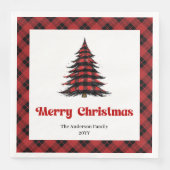 Rustikale Büffel-Weihnachtsbaum-Serviette editierb Serviette (Vorderseite)