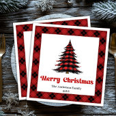 Rustikale Büffel-Weihnachtsbaum-Serviette editierb Serviette