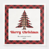 Rustikale Büffel-Weihnachtsserviette - bearbeitbar Serviette (Vorderseite)