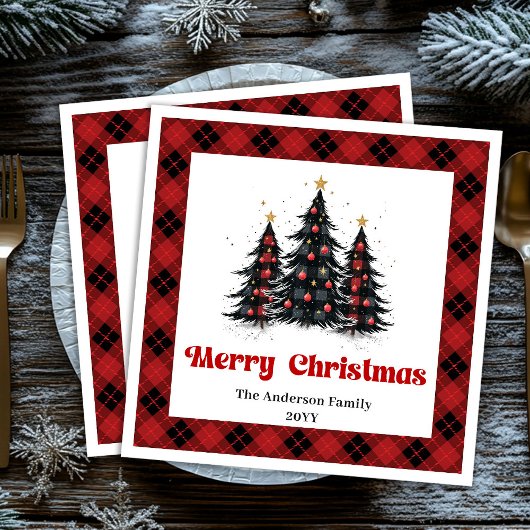 Rustikale Büffelbaum-Tischdecke für Weihnachtsfeie Serviette
