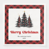 Rustikale Büffelbaum-Tischdecke für Weihnachtsfeie Serviette (Vorderseite)