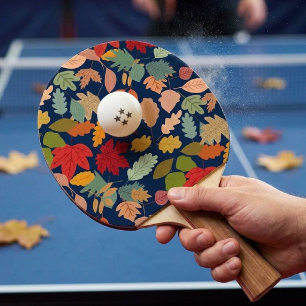 Rustikale bunte Herbstblätter nahtloses Muster Tischtennis Schläger