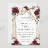 Rustikale Burgund Blush Blume Arch Wedding Einladung (Vorderseite)