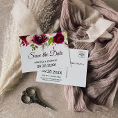Rustikale Burgund-Blütenkarte Save the Date Postkarte