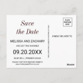 Rustikale Burgund-Blütenkarte Save the Date Postkarte (Rückseite)