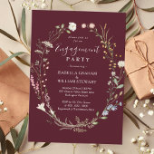 Rustikale Burgund Boho Wildblume Engagement Party Einladung