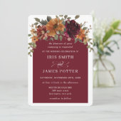 Rustikale Burgund Burnt Orange Arch Wedding Einladung (Stehend Vorderseite)