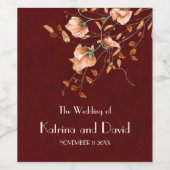 Rustikale Burgund Burnt Orange Hochzeit im Herbst Weinetikett (Einzelnes Label)