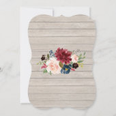 Rustikale Burgund-Floral-Holz-Handwriting-Hochzeit Einladung (Rückseite)