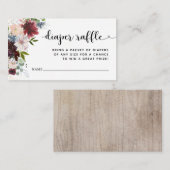 Rustikale Burgund-Floral-Windeln-Raffel-Ticketeinl Begleitkarte (Vorne/Hinten)