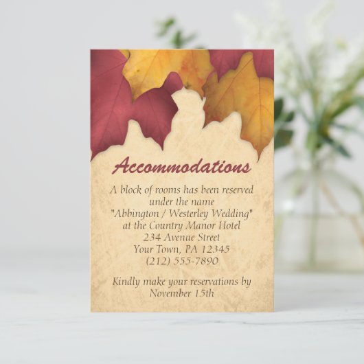 Rustikale Burgund Gold Herbstunterkünfte Karten (Stehend Vorderseite)