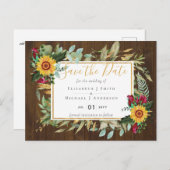 Rustikale Burgund-Rose Sonnenblumen retten Termine Postkarte (Vorne/Hinten)