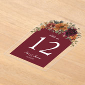 Rustikale Burgund Rust Floral Wedding Tischnummer (Ablage )