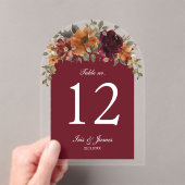 Rustikale Burgund Rust Floral Wedding Tischnummer (Insitu (Handheld))