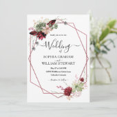 Rustikale Burgund-Wasserfarbenkalligrafie Einladung (Stehend Vorderseite)